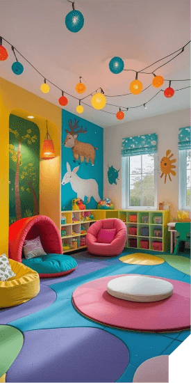 Colorful children play therapy room